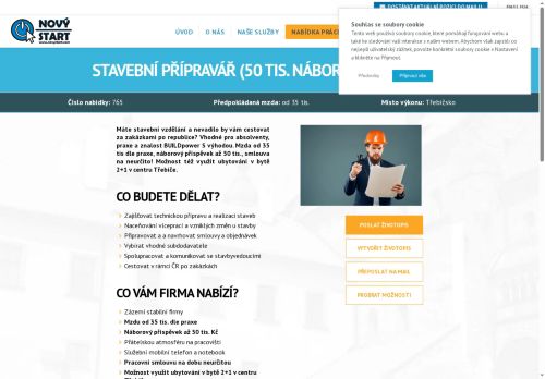 Webové stránky Nový start, personální agentura s.r.o., Třebíč