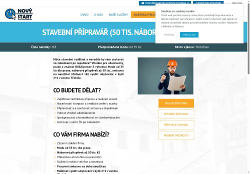 Webové stránky Nový start, personální agentura s.r.o., Třebíč