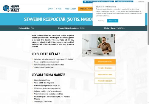 Webové stránky Nový start, personální agentura s.r.o., Třebíč