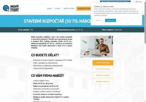Webové stránky Nový start, personální agentura s.r.o., Třebíč