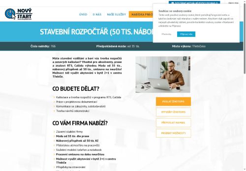 Webové stránky Nový start, personální agentura s.r.o., Třebíč