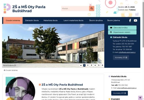 Webové stránky Základní škola a Mateřská škola Oty Pavla Buštěhrad, okres Kladno, Buštěhrad