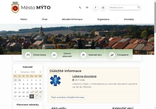 Webové stránky Mateřská škola Sluníčko Mýto, okres Rokycany, příspěvková organizace, Mýto