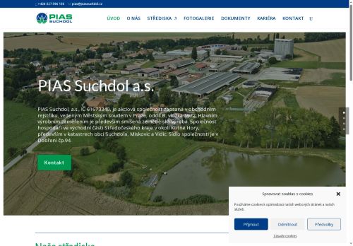 Webové stránky PIAS Suchdol, a.s., Suchdol
