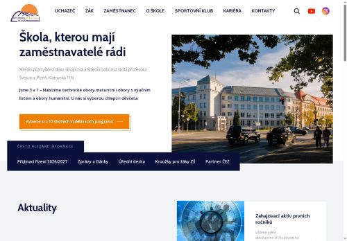 Střední průmyslová škola strojnická a Střední odborná škola profesora Švejcara, Plzeň, Klatovská 109 nabízí práci na pozici uklízeč/uklízečka v obci Plzeň