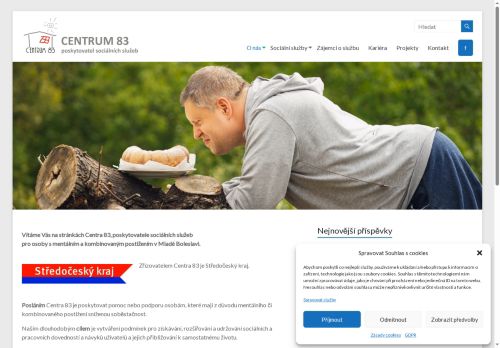 Webové stránky Centrum 83, poskytovatel sociálních služeb, Mladá Boleslav