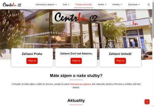Webové stránky Centrin CZ s.r.o., Unhošť