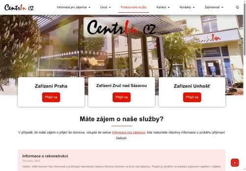 Webové stránky Centrin CZ s.r.o., Unhošť
