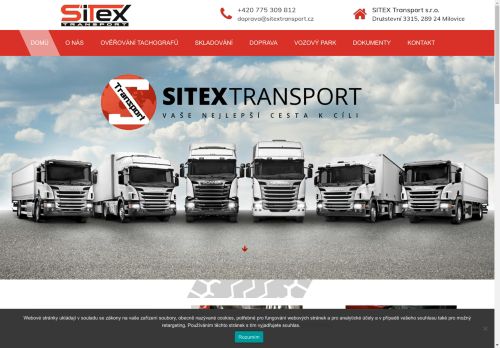 Webové stránky SITEX Transport s.r.o., Milovice