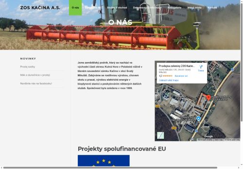 Webové stránky ZOS Kačina, a.s., Svatý Mikuláš