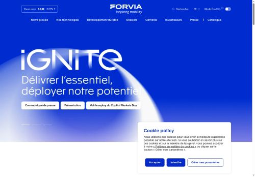 Webové stránky Faurecia Plzeň, s.r.o., Úherce