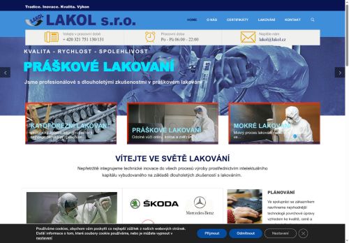LAKOL s.r.o. nabízí práci na pozici Lakýrník na práškové lakovně (m/ž) v obci Kolín