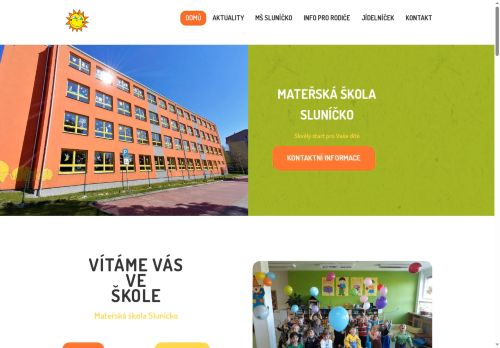 Webové stránky Mateřská škola Sluníčko, příspěvková organizace, Milovice - Mladá, Milovice