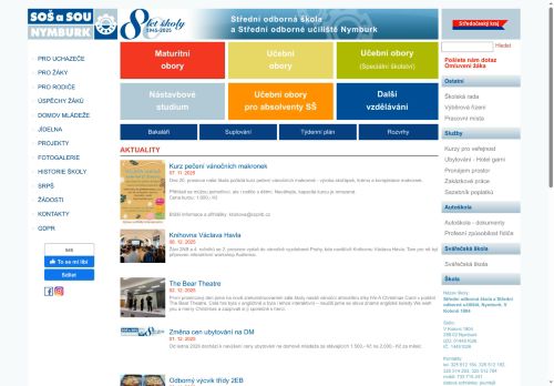 Webové stránky Střední odborná škola a Střední odborné učiliště, Nymburk, V Kolonii 1804, Nymburk