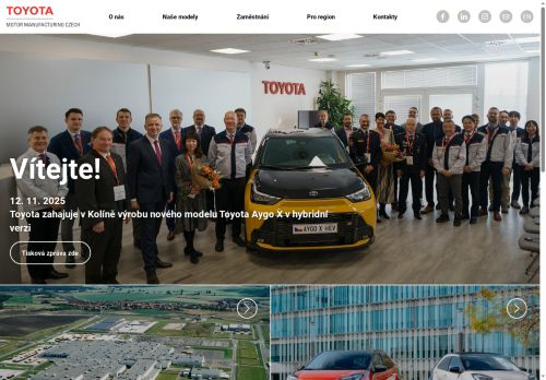 Webové stránky Toyota Motor Manufacturing Czech Republic, s.r.o., Ovčáry