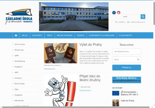 Webové stránky Základní škola Čelákovice, J. A. Komenského 414, příspěvková organizace, Čelákovice