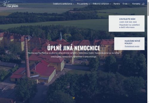 Webové stránky Nemocnice Na Pleši s.r.o., Nová Ves pod Pleší
