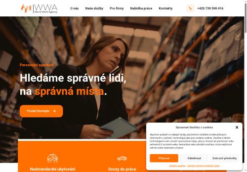 Webové stránky World work agency s.r.o., Hlavenec