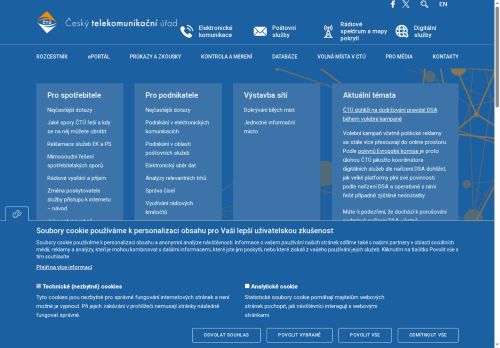 Webové stránky Český telekomunikační úřad, Tehov