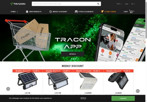 Webové stránky TRACON ELECTRIC s.r.o., Čáslav