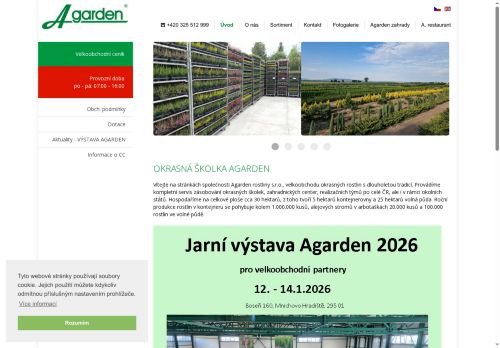 Webové stránky Agarden rostliny s.r.o., Boseň