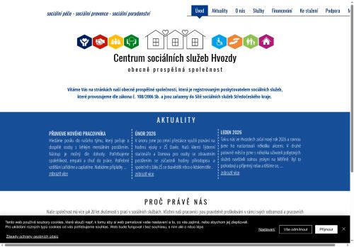 Webové stránky Centrum sociálních služeb Hvozdy, o.p.s., Štěchovice