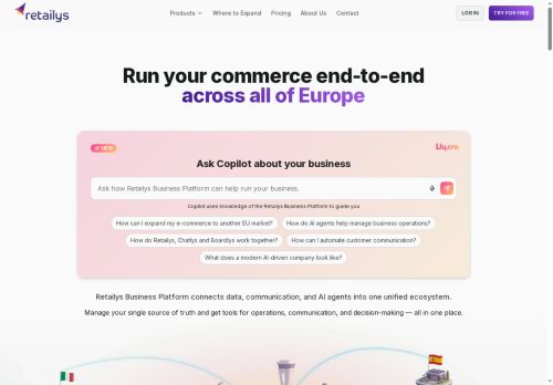 Webové stránky Retailys.com s.r.o., Plzeň