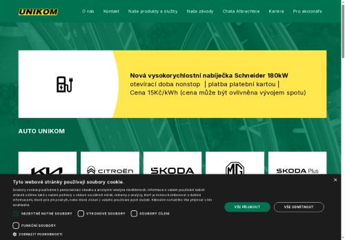 Webové stránky U N I K O M, a.s., Žleby