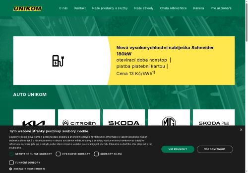 Webové stránky U N I K O M, a.s., Kutná Hora