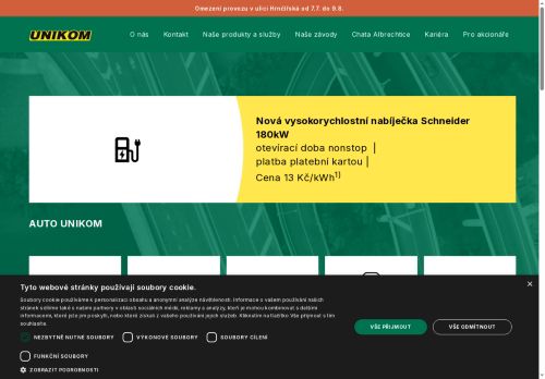 Webové stránky U N I K O M, a.s., Čáslav