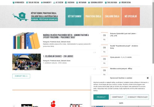 Webové stránky Dětský domov, Praktická škola, Základní škola a Mateřská škola Nymburk, příspěvková organizace, Milovice