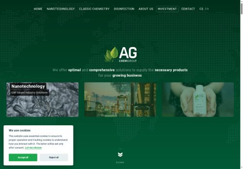 Webové stránky AG CHEMI GROUP s.r.o., Rakovník