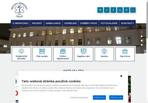Webové stránky Městská nemocnice Čáslav, Čáslav