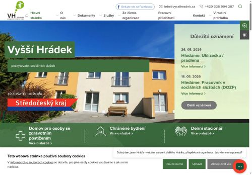 Vyšší Hrádek, poskytovatel sociálních služeb nabízí práci na pozici Uklízeč/ka v obci Neratovice