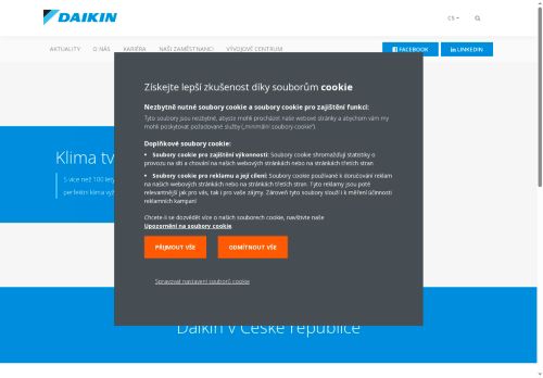 Webové stránky Daikin Industries Czech Republic s.r.o., Plzeň