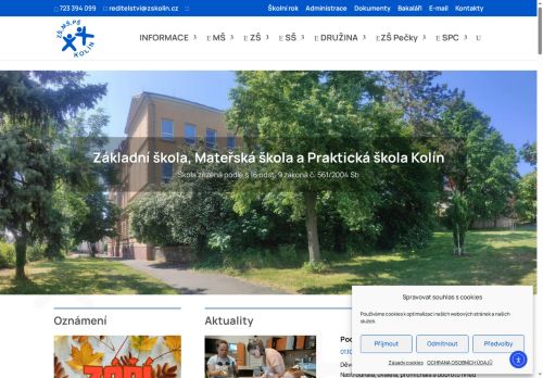 Webové stránky Základní škola, Mateřská škola a Praktická škola Kolín, příspěvková organizace, Pečky