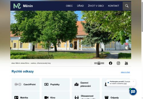 Zobrazit webové stránky Obecní úřad Měnín