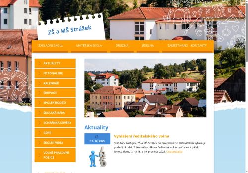 Webové stránky Základní škola a Mateřská škola Strážek, příspěvková organizace, Strážek