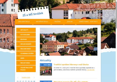 Webové stránky Základní škola a Mateřská škola Strážek, příspěvková organizace, Strážek