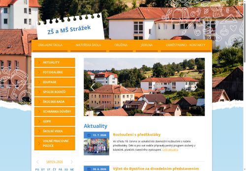 Webové stránky Základní škola a Mateřská škola Strážek, příspěvková organizace, Strážek