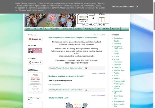 Webové stránky Základní škola a Mateřská škola Tachlovice, příspěvková organizace, Tachlovice