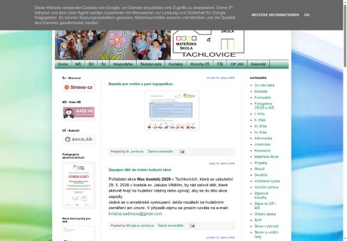 Webové stránky Základní škola a Mateřská škola Tachlovice, Tachlovice