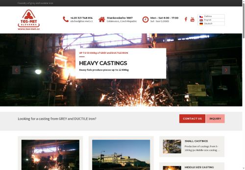 TOS - MET slévárna a.s. nabízí práci na pozici Obsluha stroje a zařízení ve slévárenství v obci Čelákovice