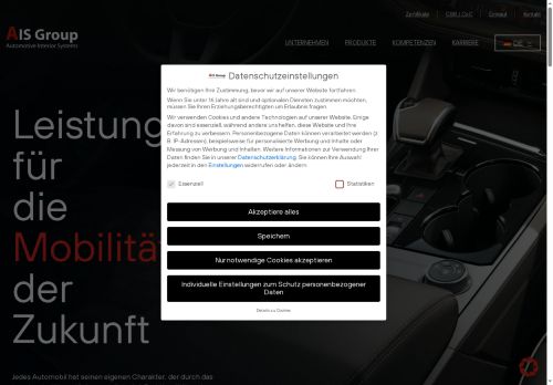 Webové stránky AIS AUTOMOTIVE INTERIOR SYSTEMS, s.r.o., Velký Osek