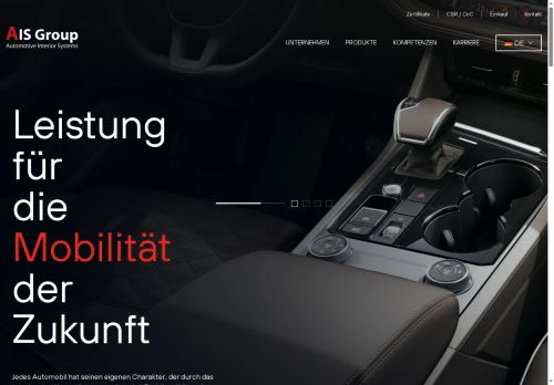 Webové stránky AIS AUTOMOTIVE INTERIOR SYSTEMS, s.r.o., Libice nad Cidlinou