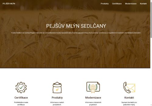 Webové stránky Pejšův mlýn Sedlčany spol. s r.o., Sedlčany
