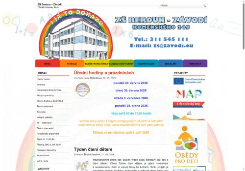 Webové stránky Základní škola, Beroun - Závodí, Komenského 249, Beroun