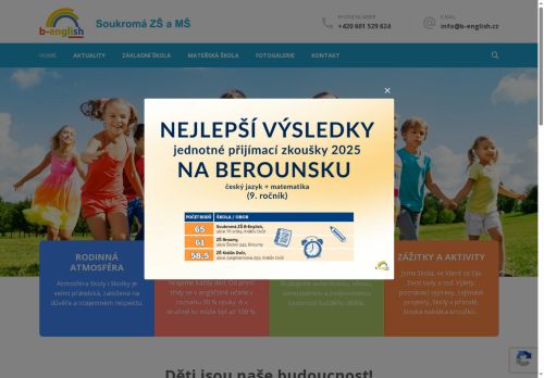 Webové stránky Soukromá základní škola a mateřská škola B-English s.r.o., Králův Dvůr