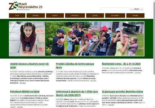 Webové stránky Základní škola, Plzeň, Heyrovského 23, Plzeň