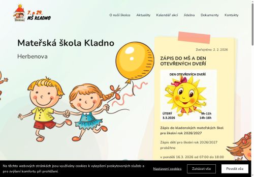Webové stránky Mateřská škola Kladno, Herbenova 1900, Kladno